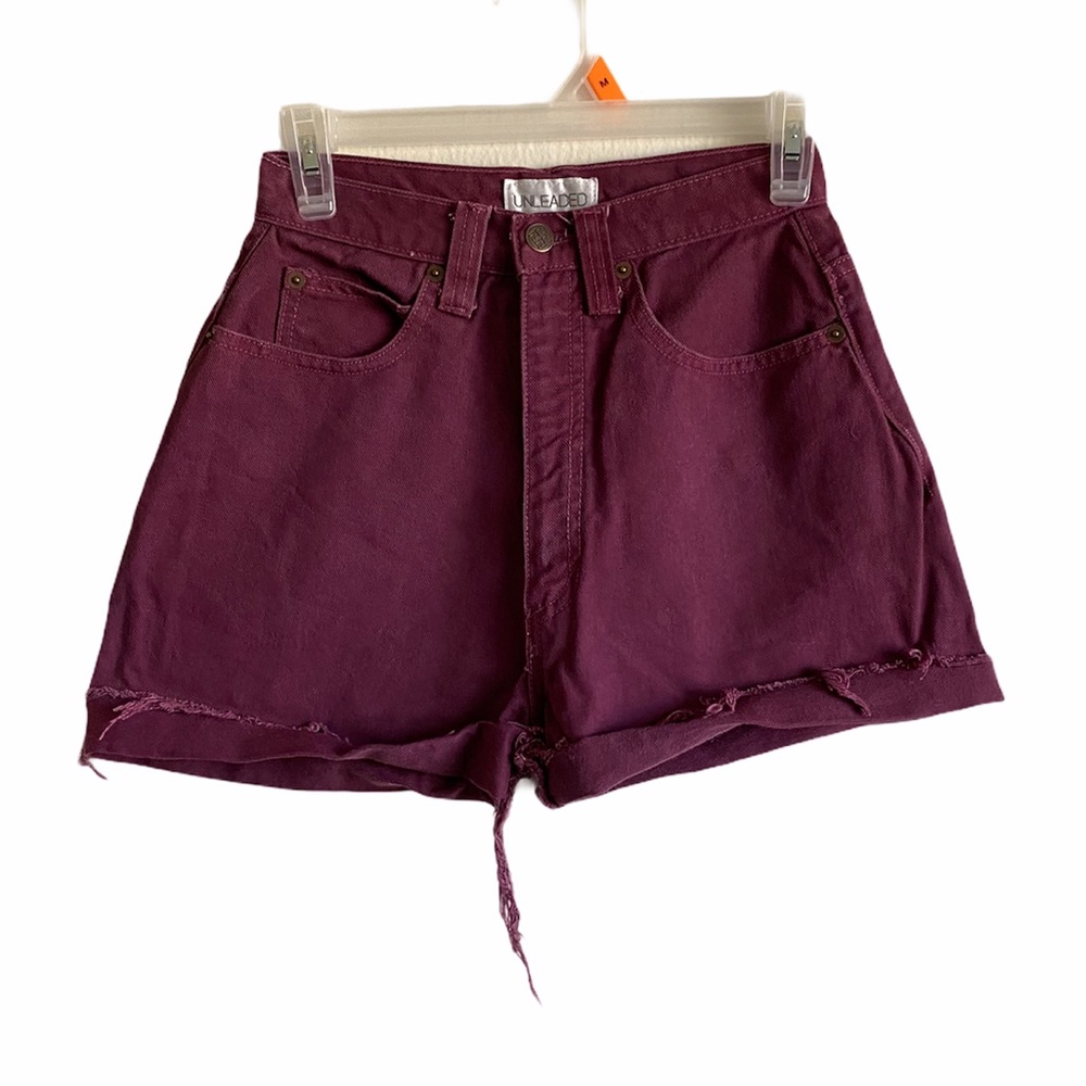 Unleaded Purple Corduroy High Waisted Shorts 6